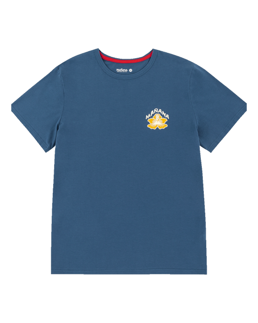 Mañana Hibiscus Tee Blue - front view