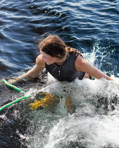 Follow Corp Women's Wake Impact Vest Black - on-water action shot 2
