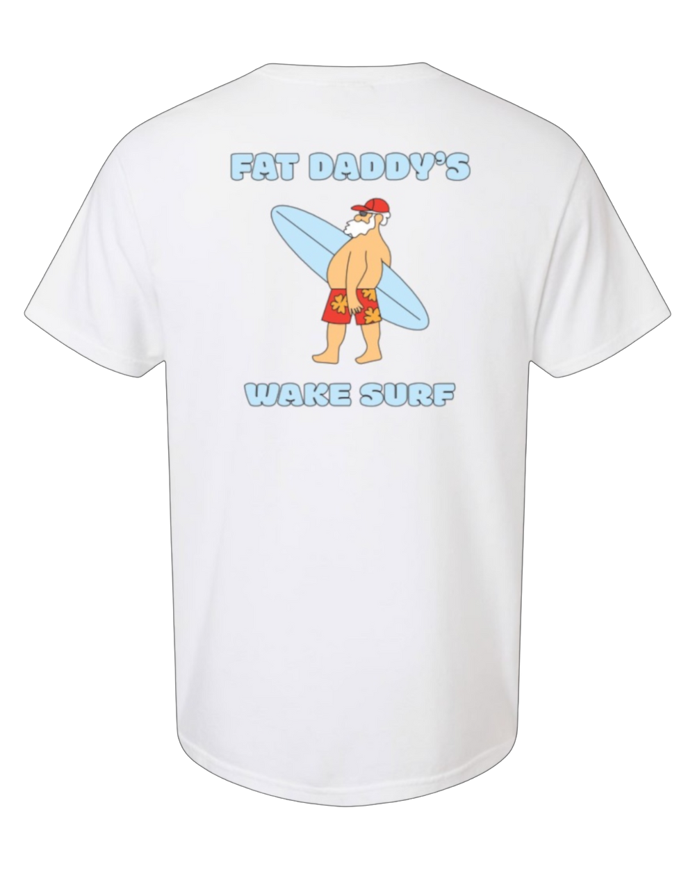 Fat Daddy's Wake Surf White Tee - back graphic detail