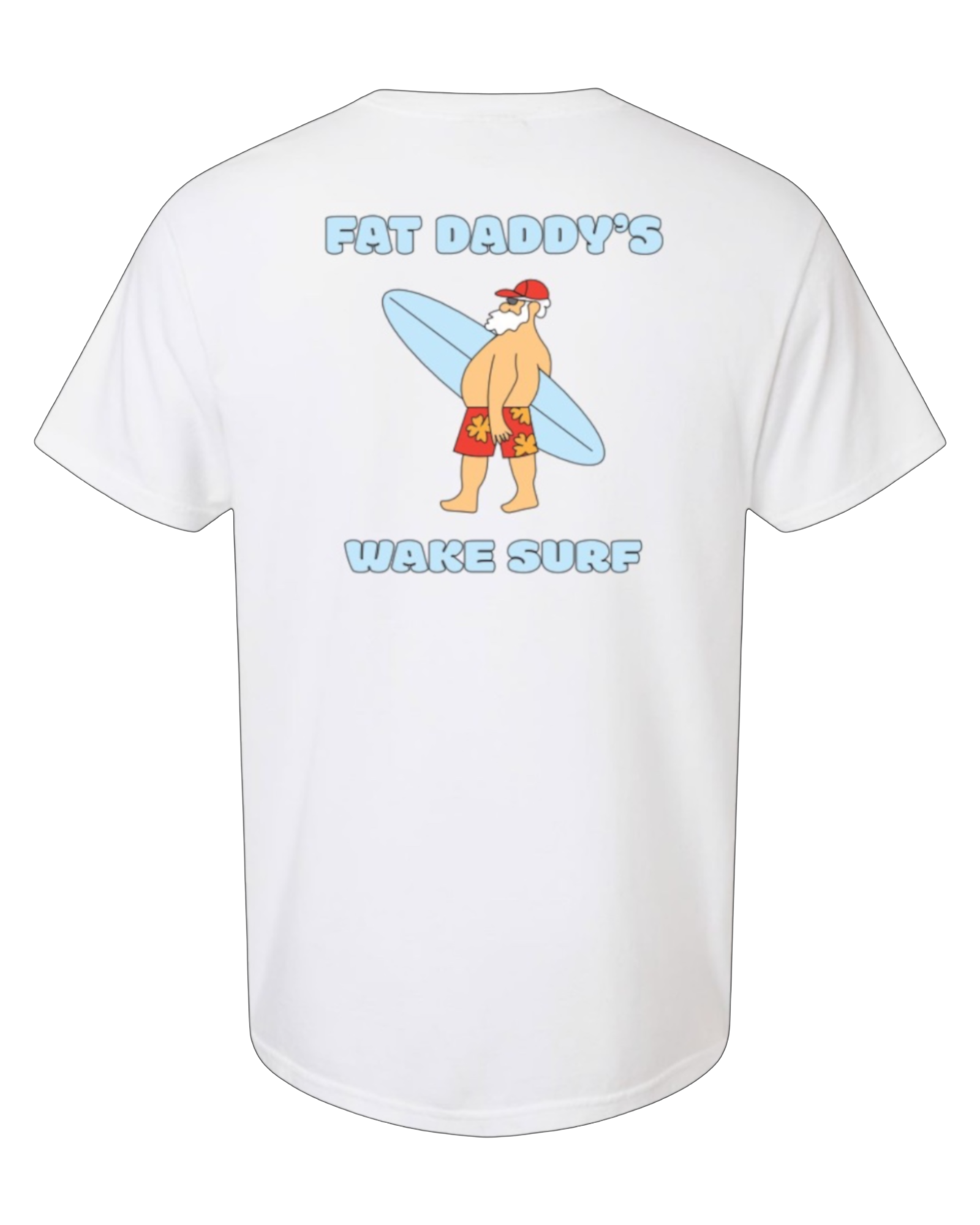 Fat Daddy's Wake Surf White Tee - back graphic detail