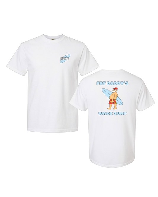 Fat Daddy's Wake Surf White Tee - back view