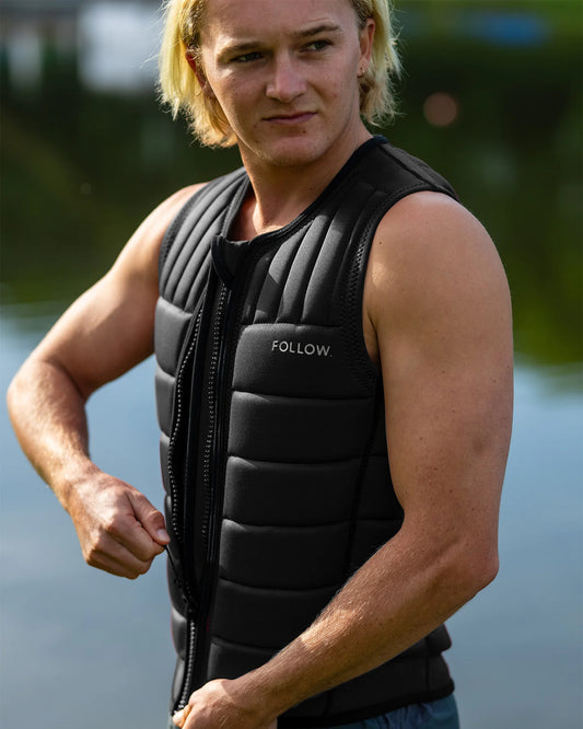 Follow Total Men's Wake Impact Vest Dark Grey - on-water action shot 1