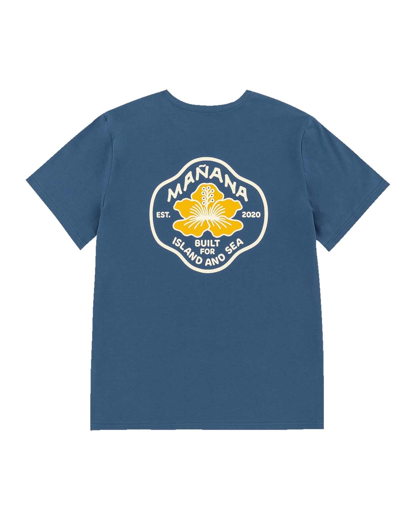 Mañana Hibiscus Tee Blue - back view