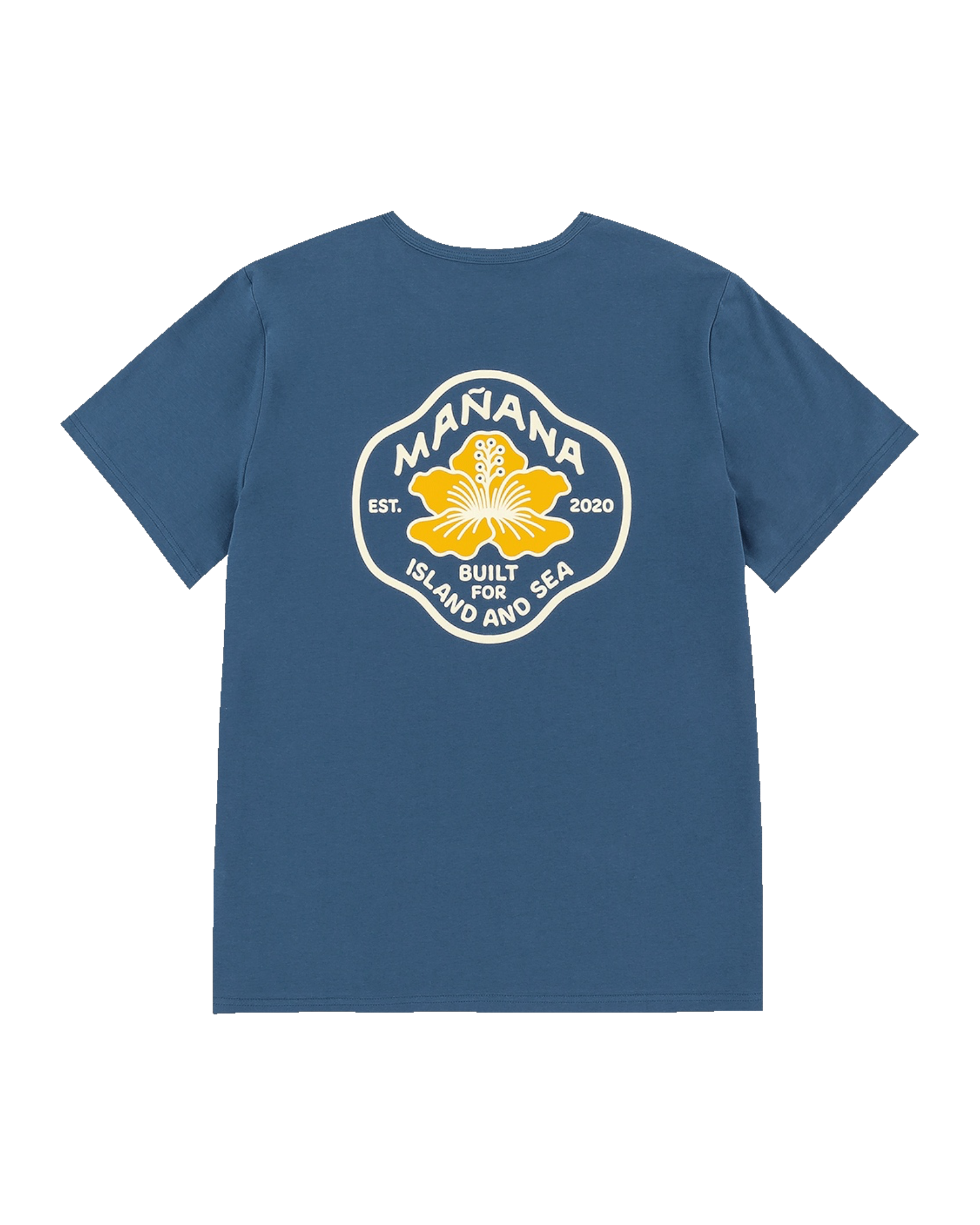 Mañana Hibiscus Tee Blue - back view