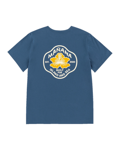 Mañana Hibiscus Tee Blue - back view