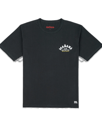 Mañana Shop Tee Black - front flat lay