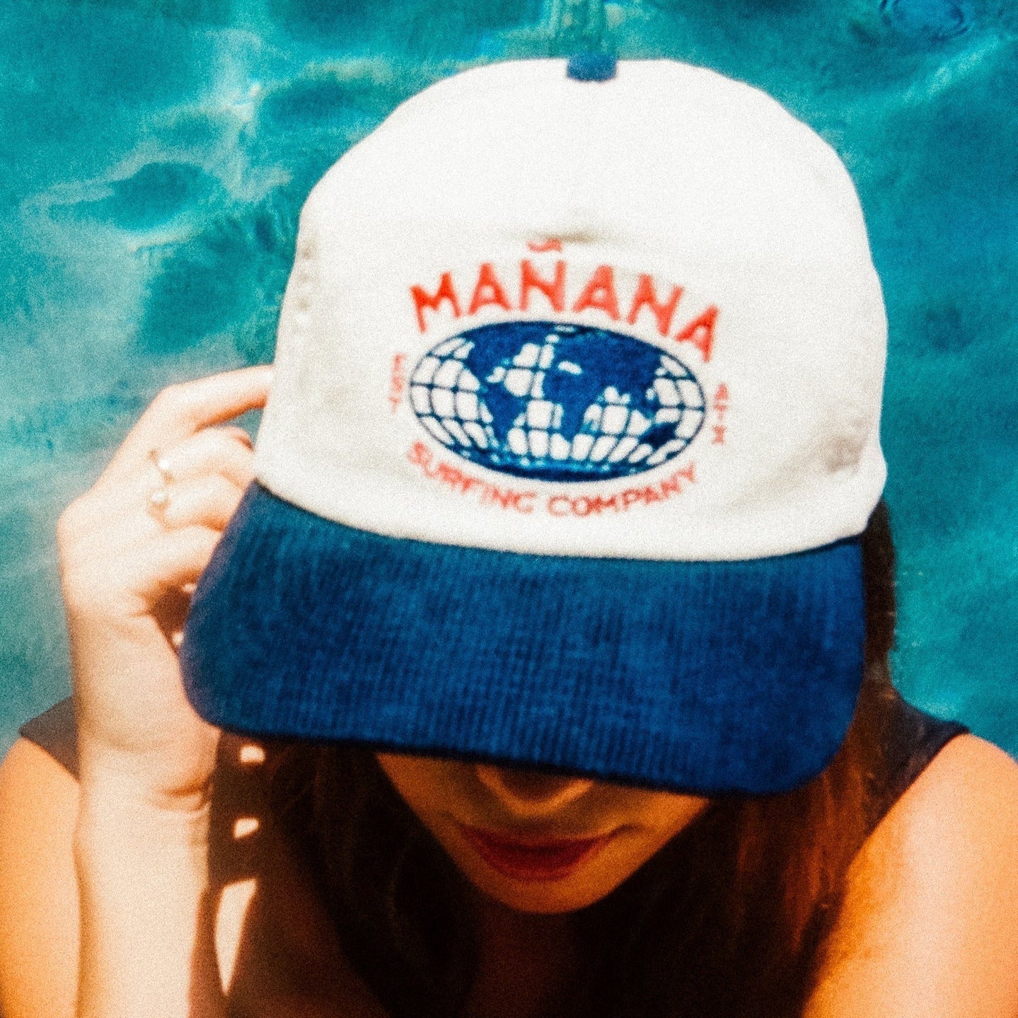 Mañana Corduroy Cap Blue Two Tone - detail view