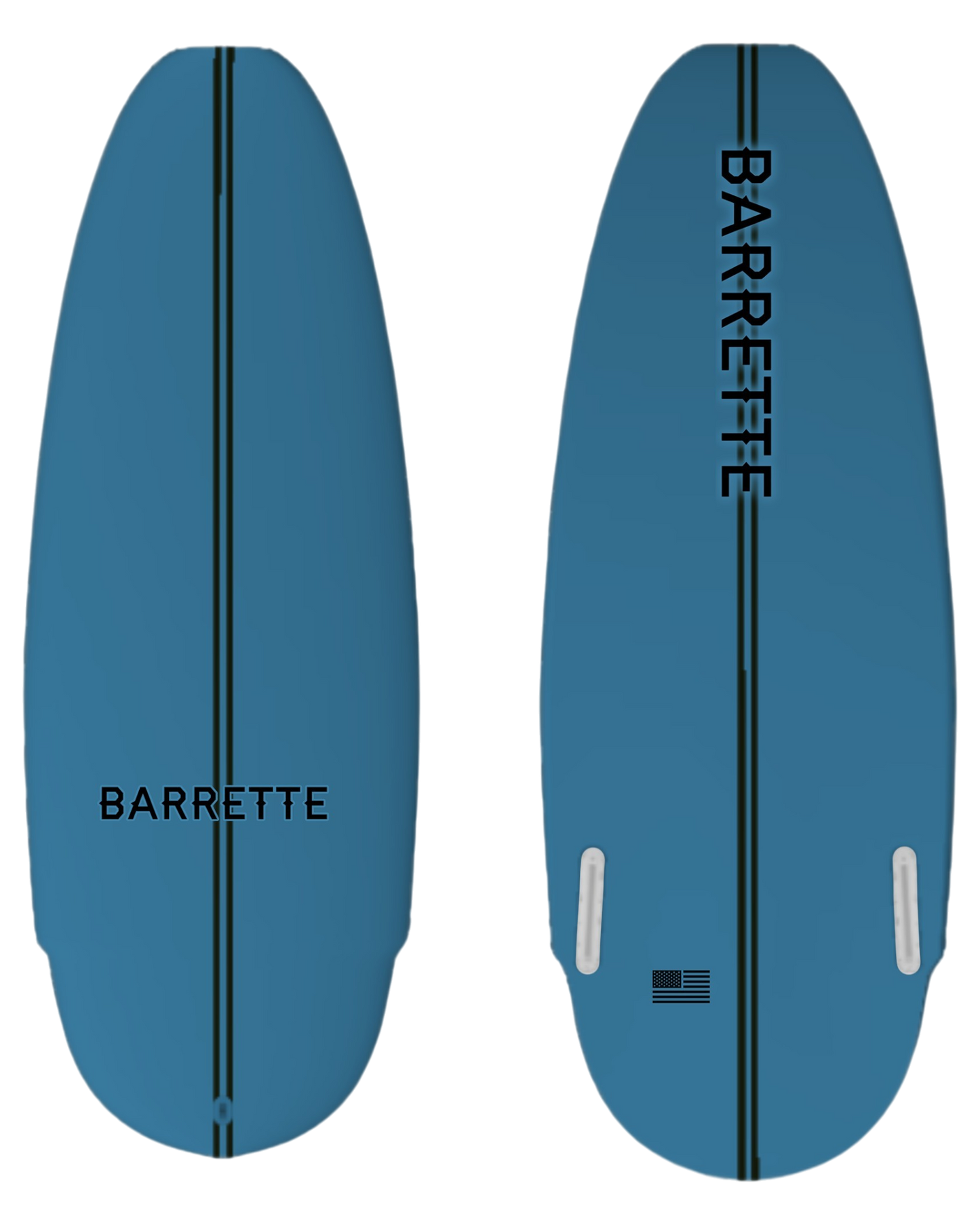 Fat Daddy's Wake Surf Barrette Greenroom blue wakesurf board with black center stripe and branding