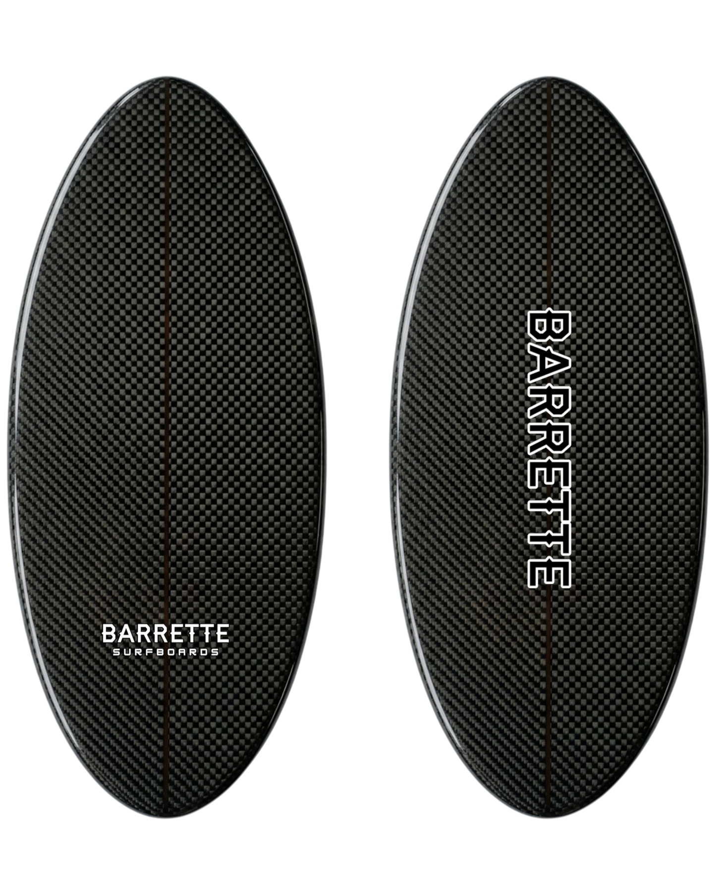 Fat Daddy's Wake Surf Barrette Laguna skim wakesurf board in white with black center stripes and logo branding