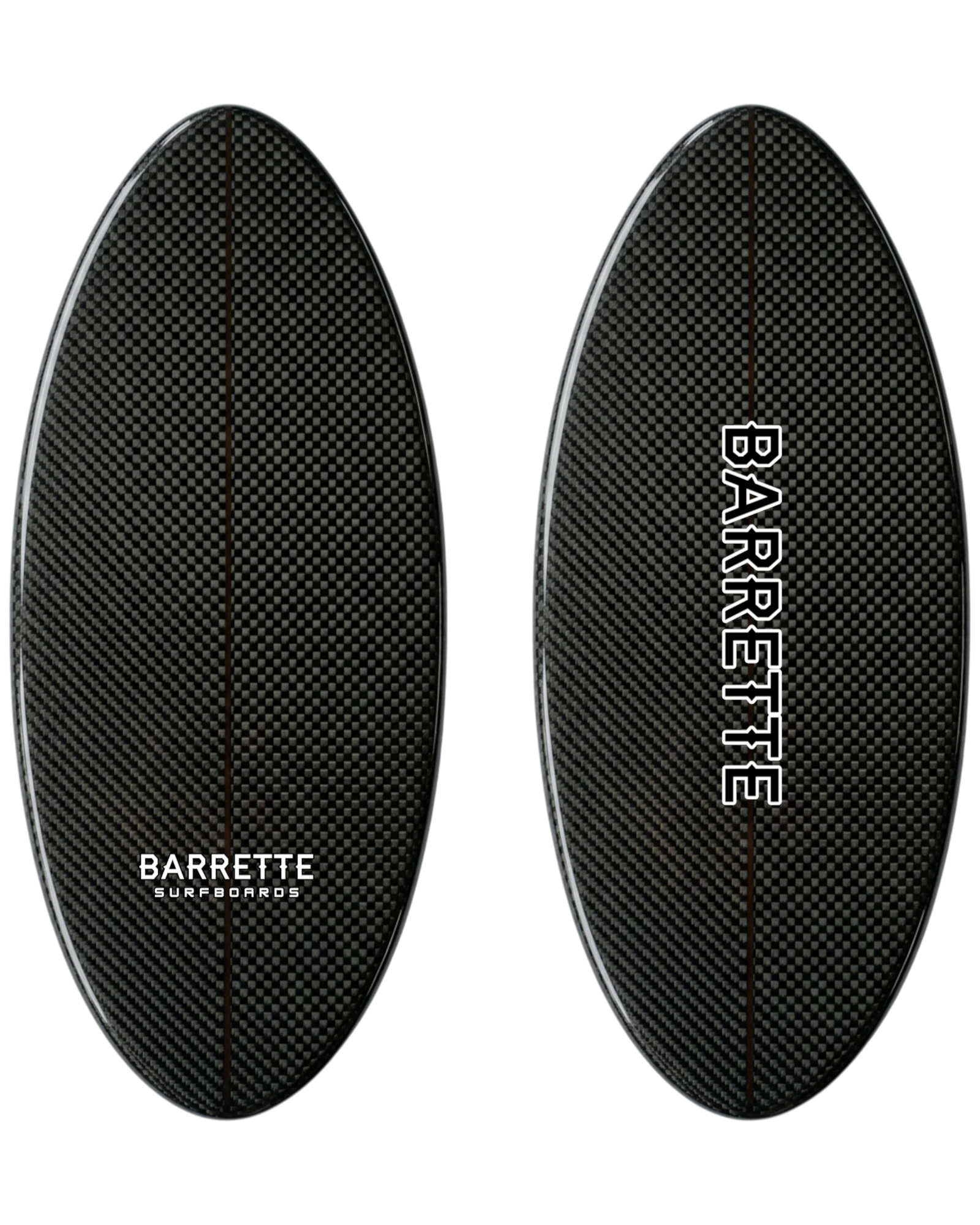 Fat Daddy's Wake Surf Barrette Laguna skim wakesurf board in white with black center stripes and logo branding