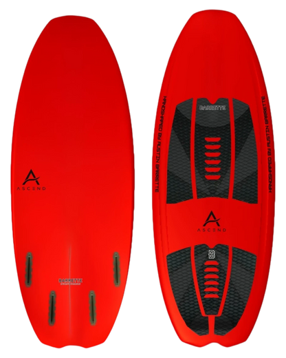 Fat Daddy's Wake Surf Barrette Noah Flegel Pro NF1 wakesurf board in bright red with black traction pads