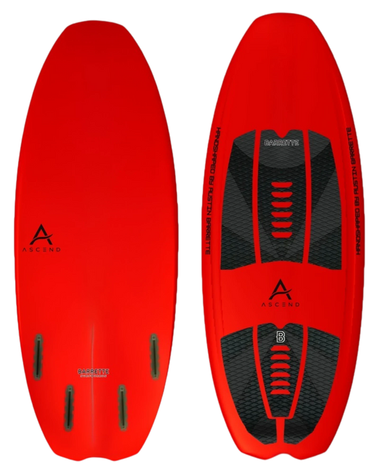 Fat Daddy's Wake Surf Barrette Noah Flegel Pro NF1 wakesurf board in bright red with black traction pads