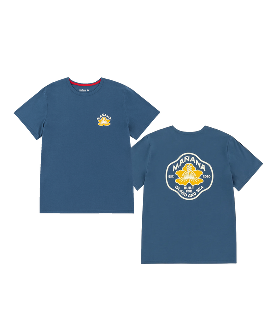 Fat Daddy's Wake Surf white cotton t-shirt featuring a small front logo and a large back graphic of a surfer.